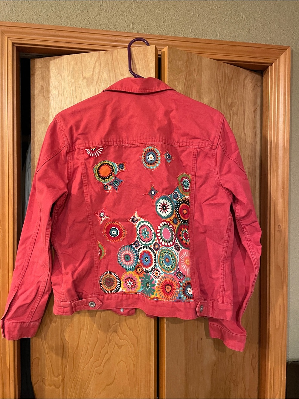 Womens Raspberry Red upcycled Eddie Bauer Jacket